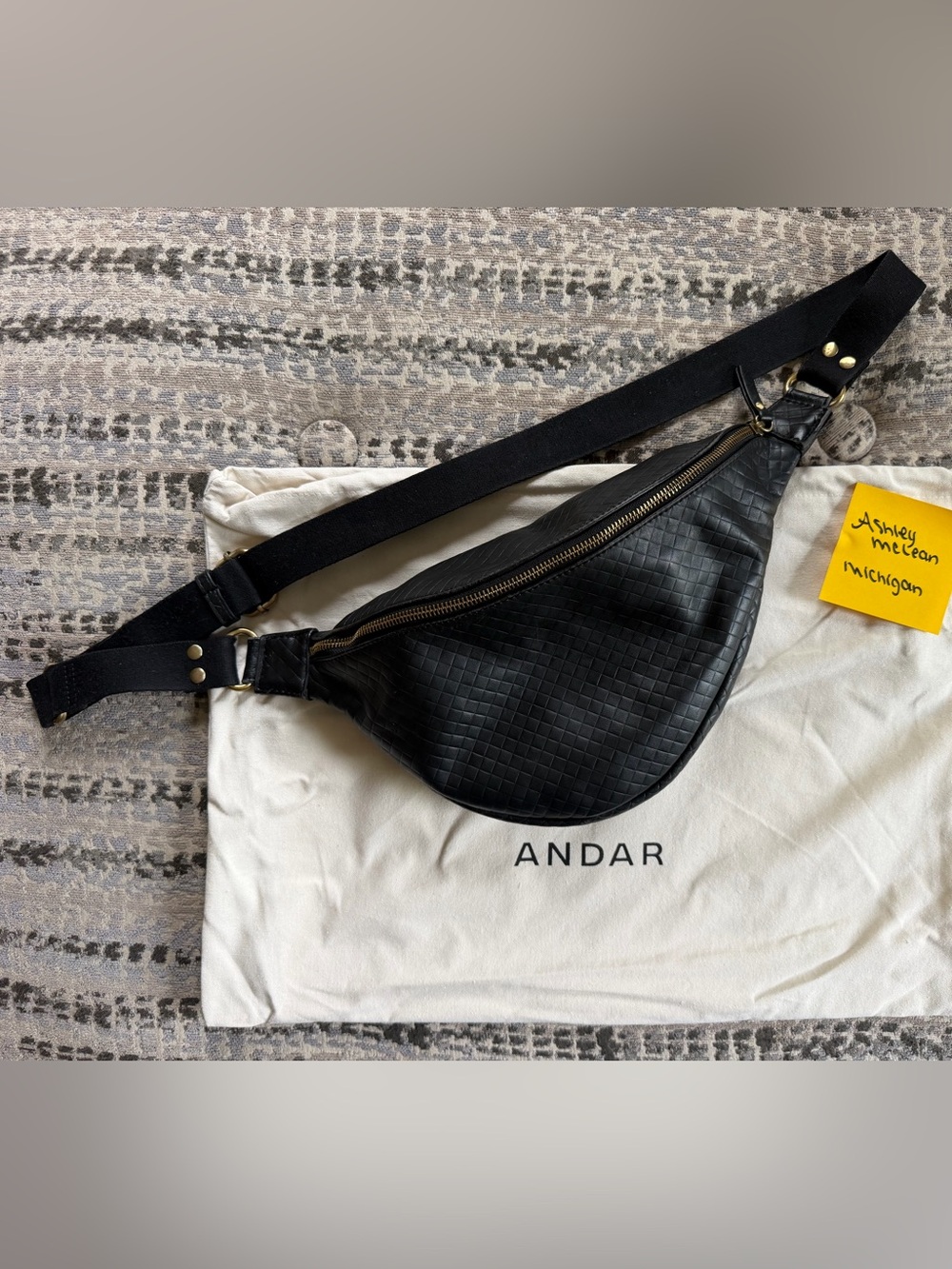 Andar Black Woven The Tatum Crossbody Bag